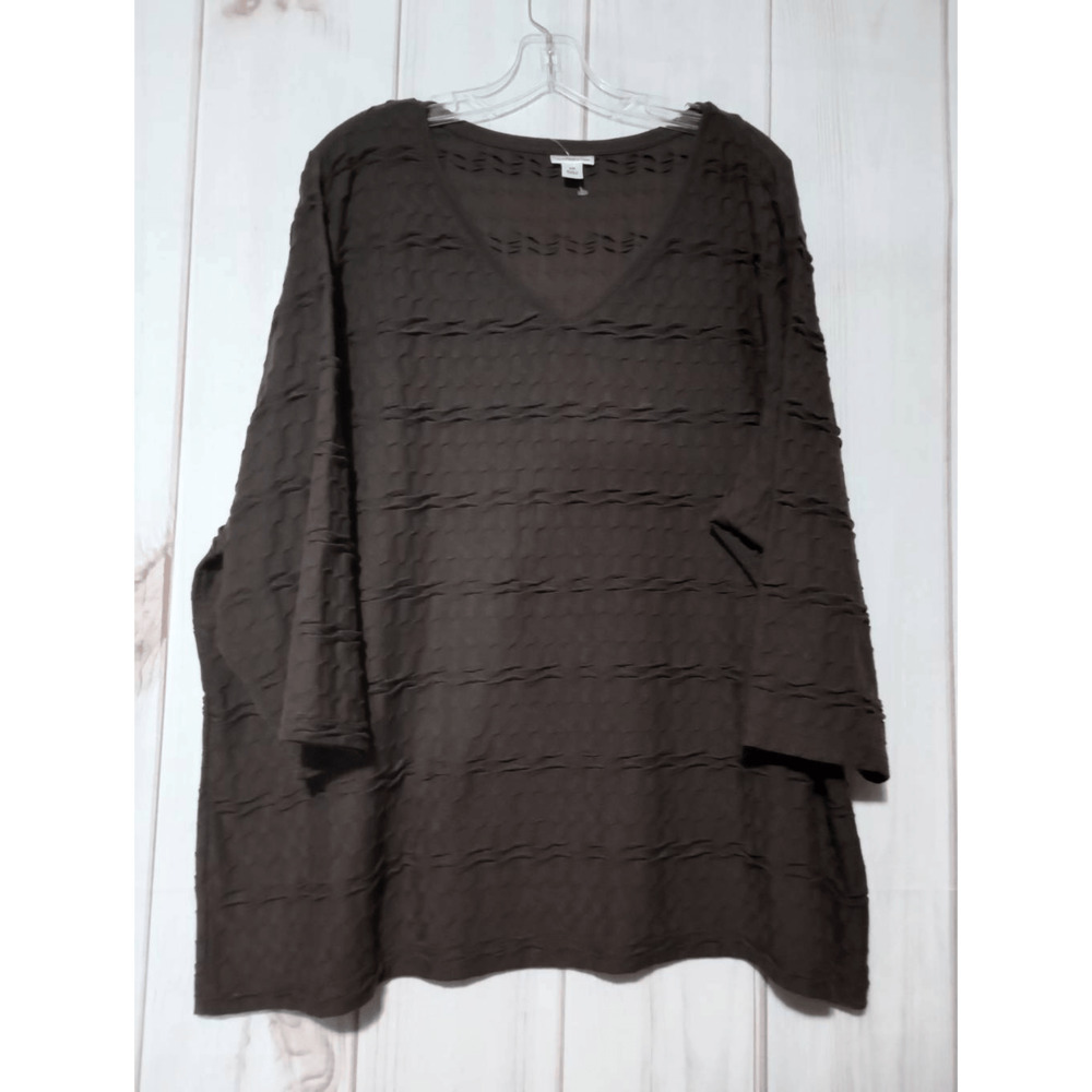 Croft and Barrow Shirt Ladies 3x Brown Long Sleeve Boat Neck‎